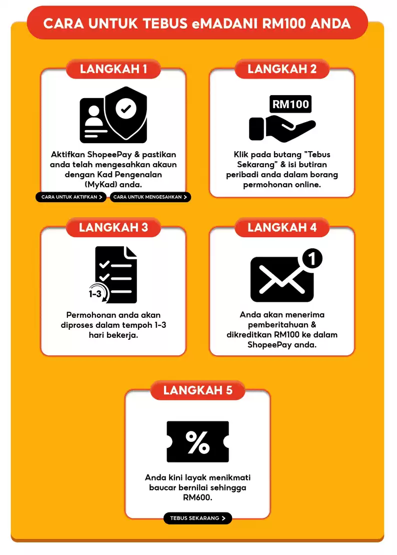 cara tebus rm emadani shopeepay