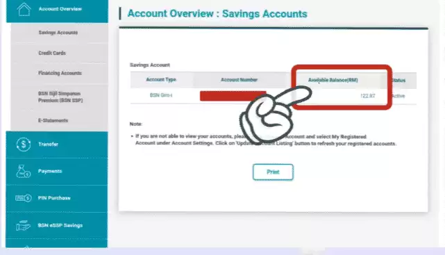 cara semak baki mybsn