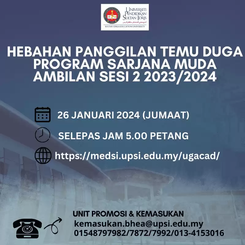 Hebahan temuduga permohonan upsi ambilan sarjana muda